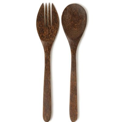 Salad spoons made of natural Sanur palm wood, handmade with natural finish, length 35 cm width 7 cm, Indonesian origin