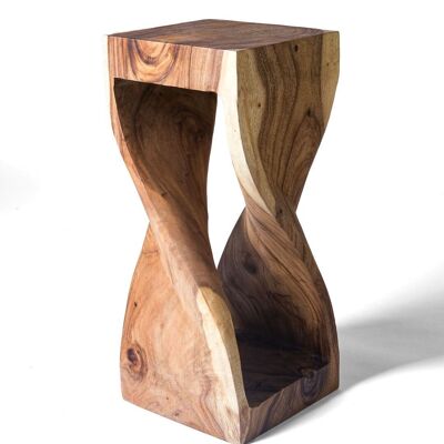 Table d'appoint, socle en bois de teck naturel Baron, fait main avec finition naturelle, hauteur 71 cm longueur 30 cm profondeur 30 cm, fabriquée en Indonésie