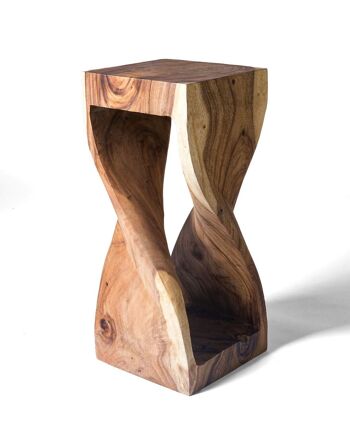 Table d'appoint, socle en bois de teck naturel Baron, fait main avec finition naturelle, hauteur 71 cm longueur 30 cm profondeur 30 cm, fabriquée en Indonésie 1