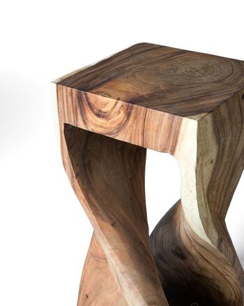 Table d'appoint, socle en bois de teck naturel Baron, fait main avec finition naturelle, hauteur 71 cm longueur 30 cm profondeur 30 cm, fabriquée en Indonésie 3