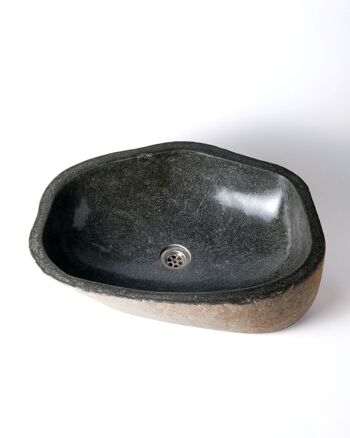 Vasque à poser en pierre de rivière naturelle Sanur, sculptée à la main, disponible en 3 tailles, origine indonésienne 1
