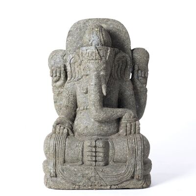 Estatua de piedra de rio Gigante Ganesha y Rangda, tallada a mano por artesanos en una sola pieza, con acabado natural,  altura 80 cm largo 36 cm profundidad 55 cm, fabricada en Indonesia