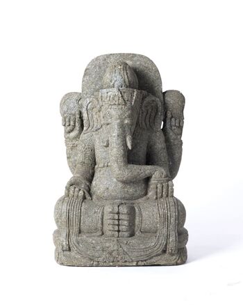 Statue géante en pierre de rivière Ganesha et Rangda, sculptée à la main par des artisans en une seule pièce, avec finition naturelle, hauteur 80 cm longueur 36 cm profondeur 55 cm, fabriquée en Indonésie 1