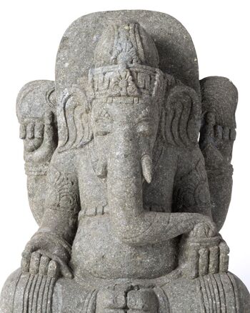 Statue géante en pierre de rivière Ganesha et Rangda, sculptée à la main par des artisans en une seule pièce, avec finition naturelle, hauteur 80 cm longueur 36 cm profondeur 55 cm, fabriquée en Indonésie 2
