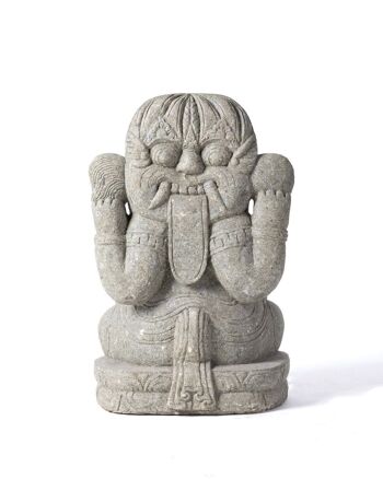 Statue géante en pierre de rivière Ganesha et Rangda, sculptée à la main par des artisans en une seule pièce, avec finition naturelle, hauteur 80 cm longueur 36 cm profondeur 55 cm, fabriquée en Indonésie 4