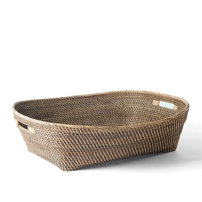 100% Natural Large Mentawai Decorative Rattan Basket with Handles, Handmade with Natural Finish Oval Shape, 2 Measurements, Made in Indonesia