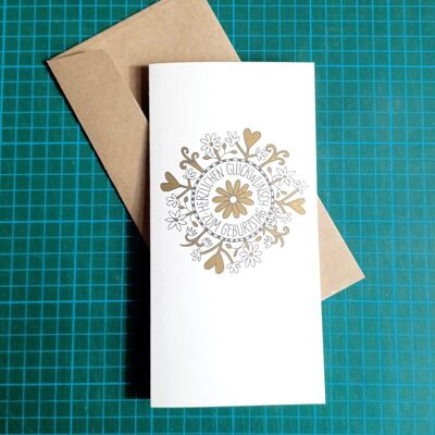 Feliz cumpleaños - tarjeta de felicitación reciclada con sobre