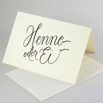 Hen or egg? - cream white recycled Easter card with envelope