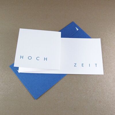10 wedding invitations with blue envelopes: HOCH TIME
