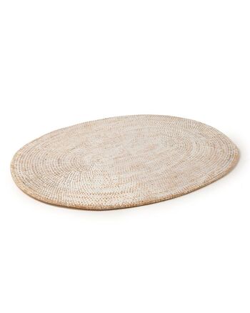 Sampit B Set de table ovale en rotin naturel décoratif, fait à la main avec finition blanche, longueur 40 cm, profondeur 30 cm, fabriqué en Indonésie 2