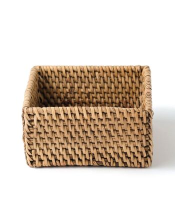 Boîte décorative en rotin Samau 100 % naturel, tissée à la main, finition naturelle, carrée, 11 cm de longueur x 11 cm de largeur, fabriquée en Indonésie 4