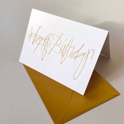 6 recycled greeting cards with gold envelopes: Happy Birthday