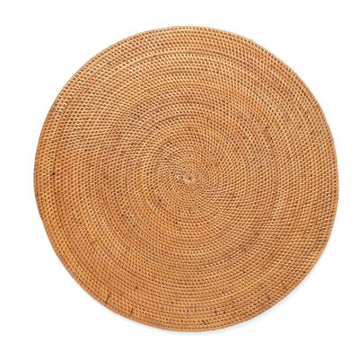 Halus Subang Round Decorative Natural Rattan Placemat, Handmade with Natural Finish, 40cm Diameter, Made in Indonesia