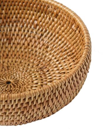Panier décoratif rond en rotin Saparua 100 % naturel, artisanal, finition naturelle, 15 cm de diamètre, fabriqué en Indonésie 2