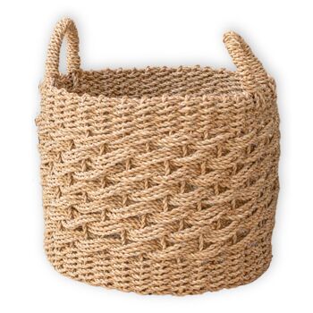 Grand panier à linge rond panier de rangement en jonc de mer tressé en fibres naturelles MASILA (2 tailles) 7