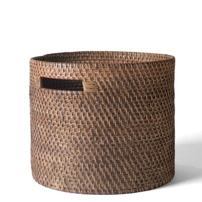 100% Natural Celosia Decorative Round Rattan Basket with Handles, Handmade with Natural Fibers by Artisans, 3 Measurements, Made in Indonesia
