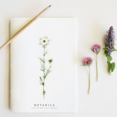 Handgefertigtes Blumen-Notizbuch „Nigelle“ • Botanica-Kollektion • A5