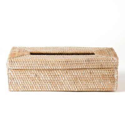 Porta Tissue Pantai Carita rattan fatto a mano in Indonesia, Due colori disponibili altezza 9 cm lunghezza 20 cm profondità 10 cm