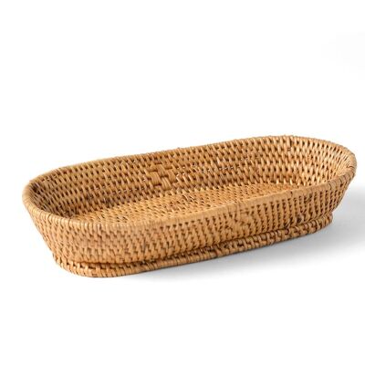 Halus Tablett aus 100 % natürlichem Jambi-Rattan, dekorativ, handgefertigt, natürliches Finish, oval, 16 cm x 9 cm aus Indonesien