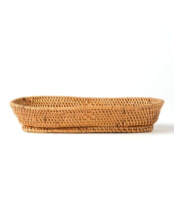 Halus Plateau décoratif en rotin naturel 100 % Jambi fait à la main, finition naturelle, ovale, 16 cm x 9 cm, provenant d'Indonésie 3