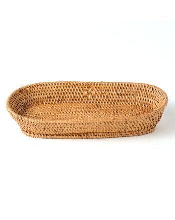 Halus Plateau décoratif en rotin naturel 100 % Jambi fait à la main, finition naturelle, ovale, 16 cm x 9 cm, provenant d'Indonésie 4