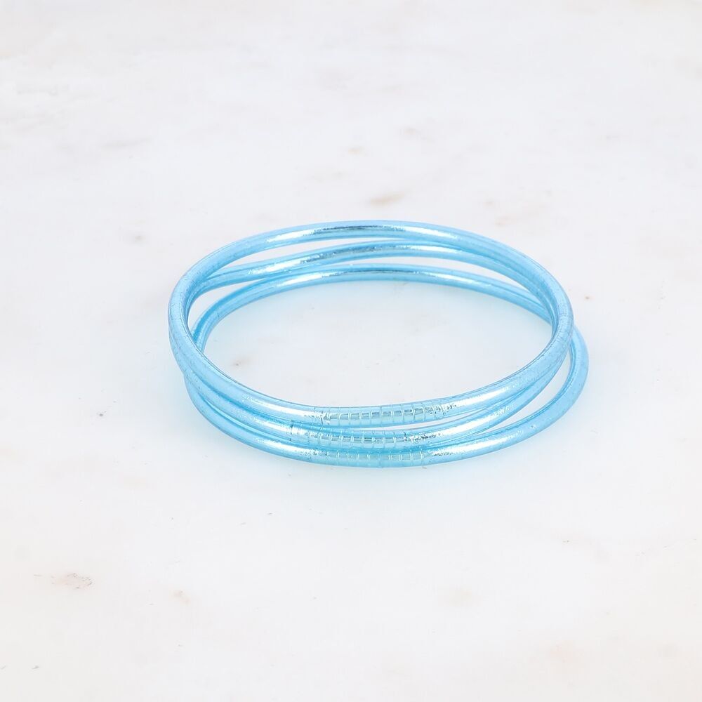 Fine baby blue Buddhist bangle without mantra
