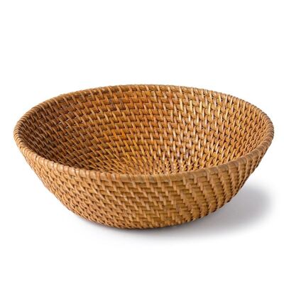 100% Kaimana natural rattan bowl decorative, round, hand-woven, 25 cm diameter, made in Indonesia
