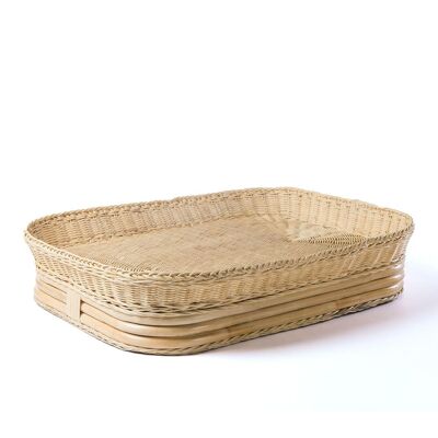 Misool 100% Natural Rattan Trays Floating Decorative Handmade Rectangular Natural Finish 92cm x 72cm Origin Indonesia