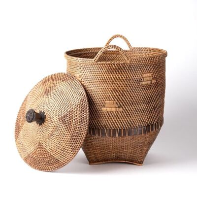 Togian Islands rattan basket with lid 60 H