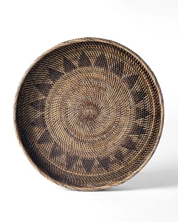 Supiori Plateau décoratif en rotin 100 % naturel avec dessin, rond, tissé à la main, diamètre 50/60/70 cm, provenance Indonésie 1