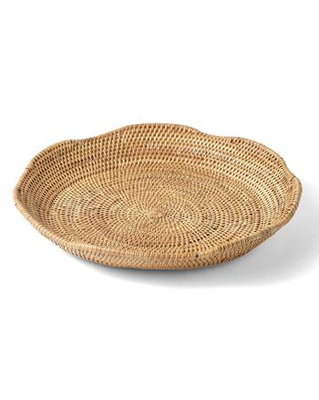 Halus Penkabaru Plateau décoratif rond en rotin 100 % naturel en forme de fleur, fabriqué à la main par des artisans, finition naturelle de 24 cm de diamètre, fabriqué en Indonésie 4