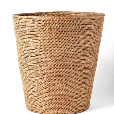 Halus Borneo 100% Natural Rattan Basket Decorative Without Lid, Handmade Natural Finish Round, 28cm Diameter x 30cm Height, Made in Indonesia