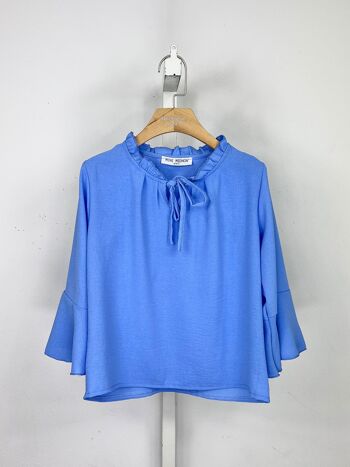 Top uni à nouer manches 3/4 et à volants pour fille 6