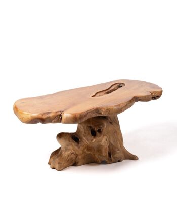 DERNIÈRE UNITÉ DISPONIBLE! Table basse Maratua en bois de teck massif naturel, fabriquée à la main avec finition naturelle, 47 cm Hauteur 108 cm Longueur 54 cm Profondeur, origine Indonésie 1