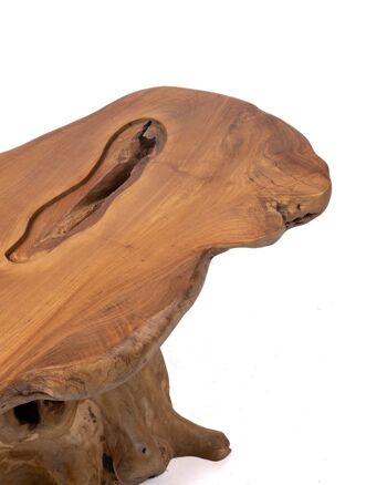DERNIÈRE UNITÉ DISPONIBLE! Table basse Maratua en bois de teck massif naturel, fabriquée à la main avec finition naturelle, 47 cm Hauteur 108 cm Longueur 54 cm Profondeur, origine Indonésie 2