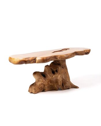 DERNIÈRE UNITÉ DISPONIBLE! Table basse Maratua en bois de teck massif naturel, fabriquée à la main avec finition naturelle, 47 cm Hauteur 108 cm Longueur 54 cm Profondeur, origine Indonésie 3