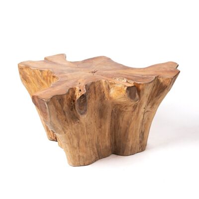 Table basse en bois de saman massif naturel Tronc rustique Licin, fait main avec finition naturelle, 45 cm Hauteur 165 cm Longueur 150 cm Profondeur, origine Indonésie