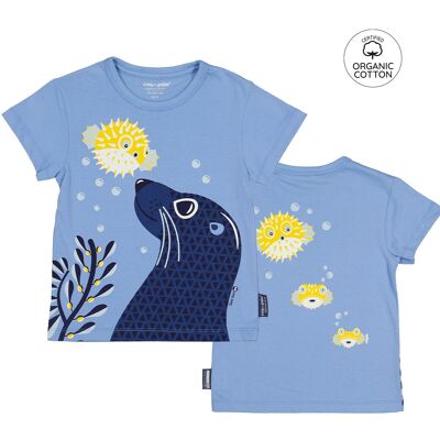 T-shirt enfant manches courtes en coton bio, violet - Otarie (2, 4, 6, 8 & 10 ans)
