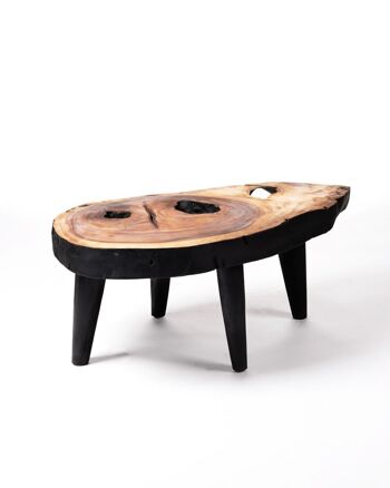Table basse en bois de teck massif naturel Bau Bau, coffre rustique, finition naturelle faite à la main avec détails noirs, disponible en différentes tailles, origine indonésienne 4