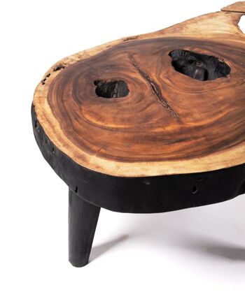 Table basse en bois de teck massif naturel Bau Bau, coffre rustique, finition naturelle faite à la main avec détails noirs, disponible en différentes tailles, origine indonésienne 5