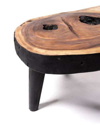 Table basse en bois de teck massif naturel Bau Bau, coffre rustique, finition naturelle faite à la main avec détails noirs, disponible en différentes tailles, origine indonésienne 6