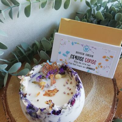 GEODE & DRIED FLOWERS CANDLE - Cherry scent,