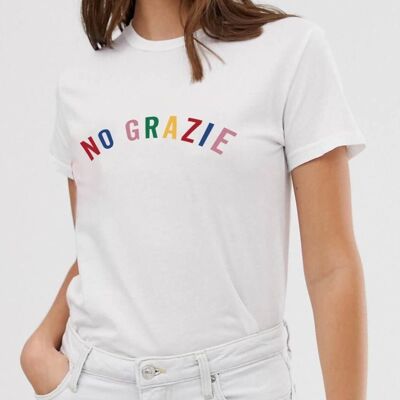 T-Shirt "No Thanks"__S / Bianco