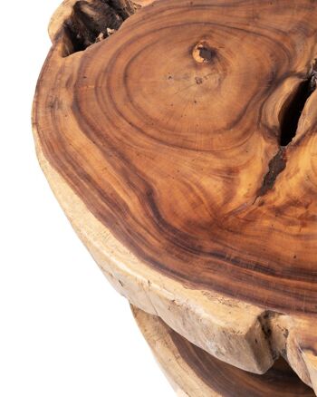 Table basse en bois ovale rustique massif de Samán Ramboe, fait à la main avec une finition naturelle, disponible en différentes tailles, origine Indonésie 3