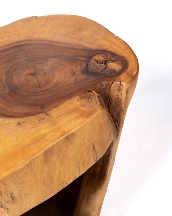 Table basse en bois ovale rustique massif de Samán Ramboe, fait à la main avec une finition naturelle, disponible en différentes tailles, origine Indonésie 5