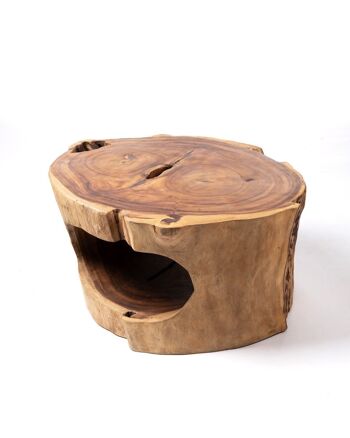Table basse en bois ovale rustique massif de Samán Ramboe, fait à la main avec une finition naturelle, disponible en différentes tailles, origine Indonésie 6
