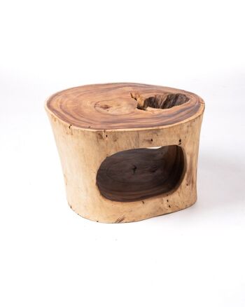 Table basse en bois ovale rustique massif de Samán Ramboe, fait à la main avec une finition naturelle, disponible en différentes tailles, origine Indonésie 7