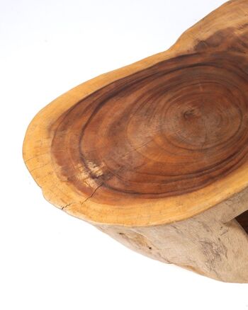 Table basse en bois ovale rustique massif de Samán Ramboe, fait à la main avec une finition naturelle, disponible en différentes tailles, origine Indonésie 9