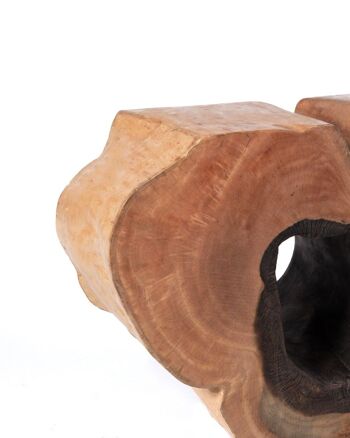 Console en rondins rustique en bois de teck Lanipa naturel massif, faite à la main avec finition naturelle, origine indonésienne 2