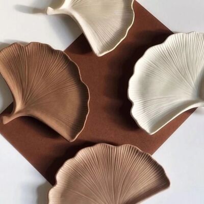 Handmade Jesmonite Ginkgo tray, choice of colors